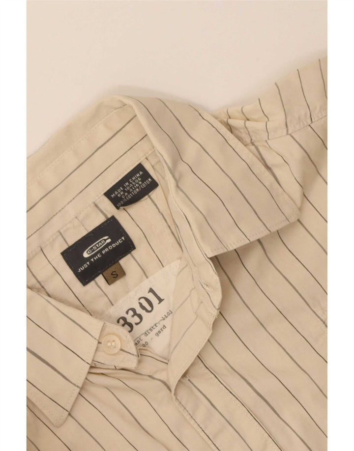 G-Star Hombre Camisa Gráfica Pequeña De Algodón A Rayas Beige