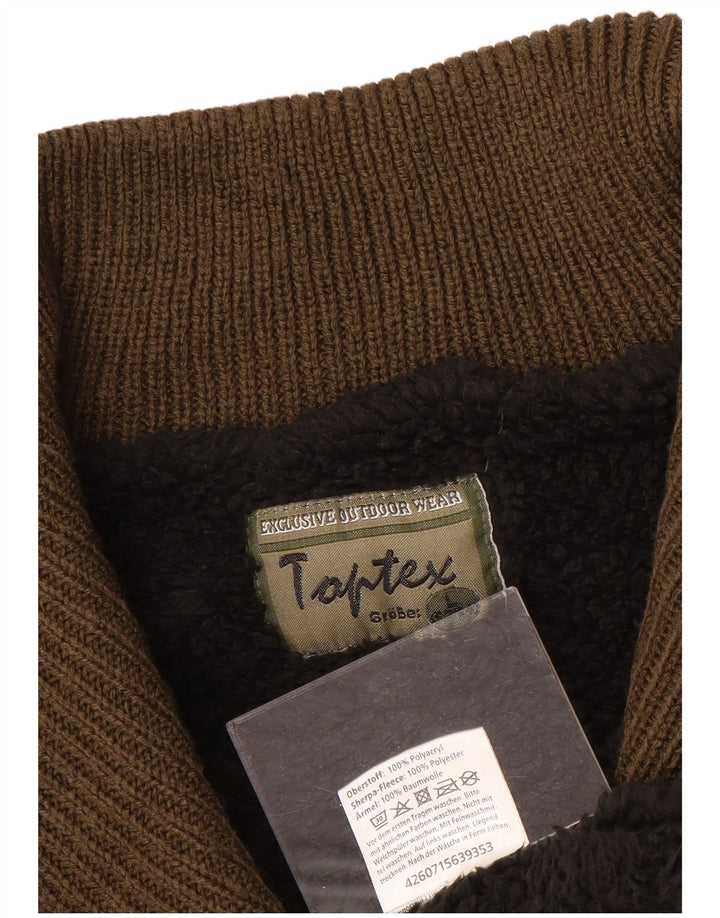 VINTAGE Jersey de cuello con cremallera para hombre IT 52/54 Poliacrílico marrón grande