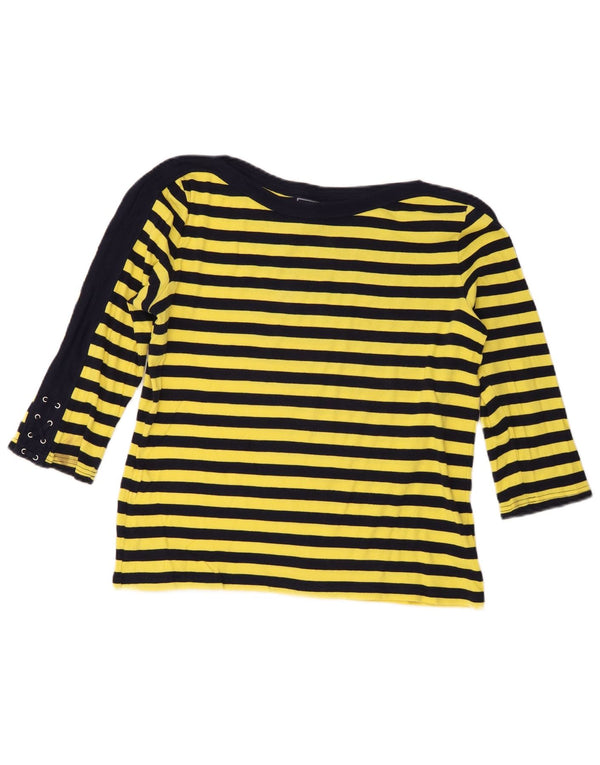 Chaps Womens Classics Top manga 3/4 UK 46 Grande Algodón a rayas amarillas
