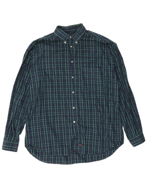 Stefanel Camisa Hombre XL Cuadros Verde Algodón