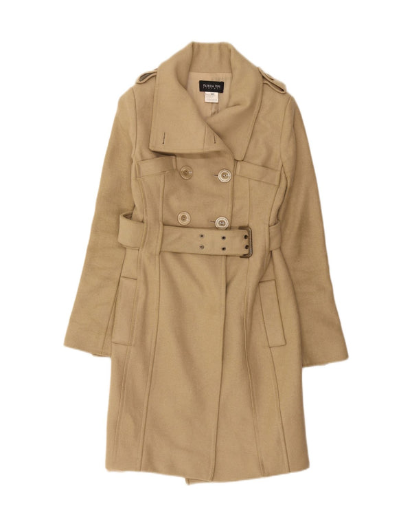 Patrizia Pepe Abrigo Militar Cruzado Mujer IT 40 Small Lana Beige