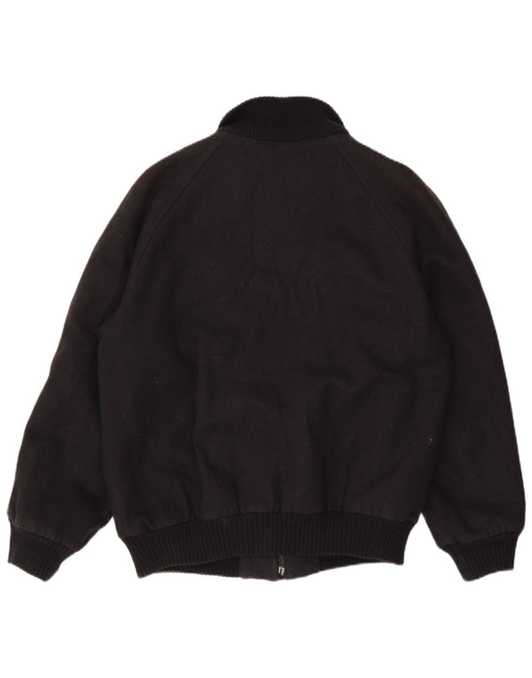 Vintage hombres bomber cortavientos chaqueta IT 52 XL lana negra