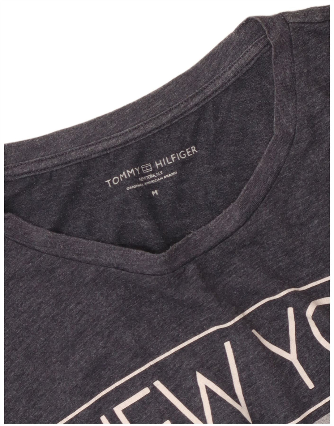 Tommy Hilfiger Hombre Camiseta Gráfica Top Gris Medio