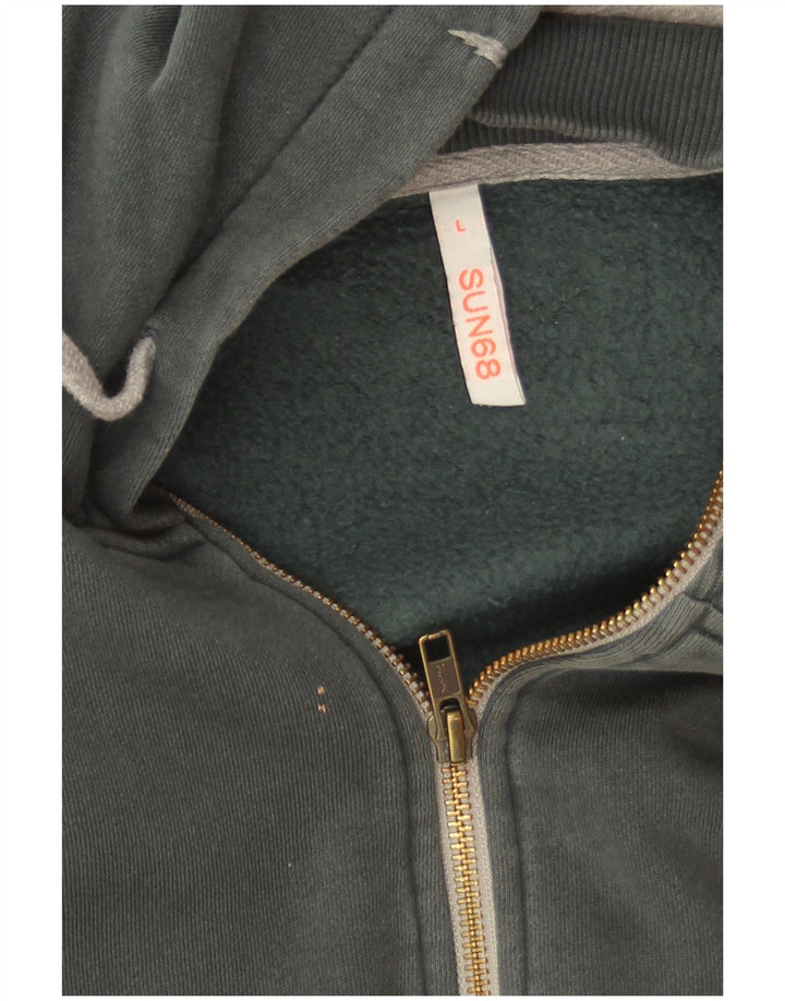 Sun68 - Sudadera con capucha y cremallera para hombre, talla grande, algodón verde