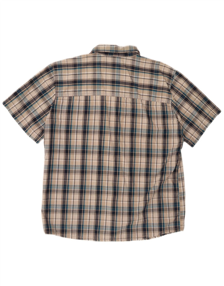 JACK WOLFSKIN Camisa de manga corta para hombre a cuadros gris medio