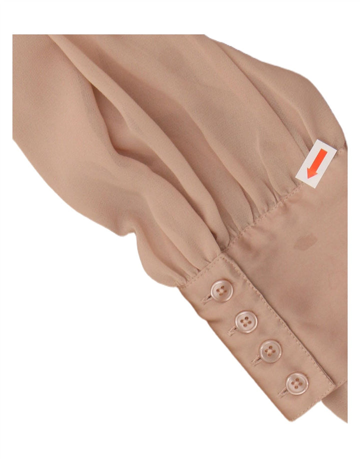 Viyella Blusa camisera con volantes en la parte delantera para mujer UK 10 Small Beige Poliéster