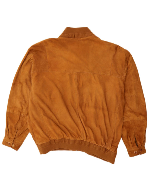 Vintage hombres ante chaqueta Reino Unido 42 XL cuero marrón