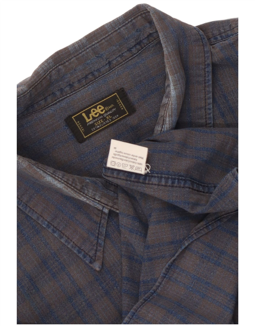 Camisa de franela para hombre Lee XL de algodón a cuadros grises