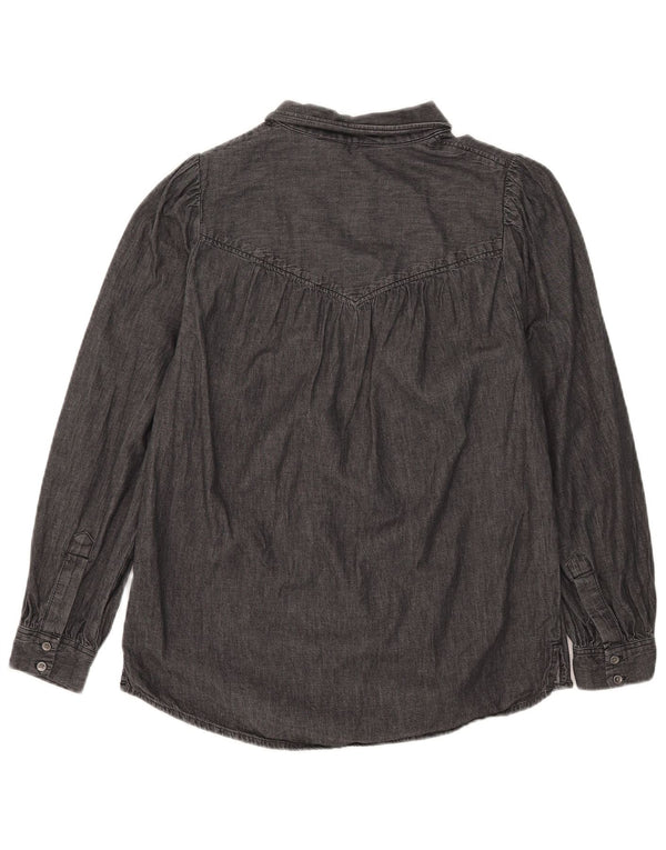 Marks & Spencer Womens Denim Shirt UK 12 Medium Black Striped Cotton