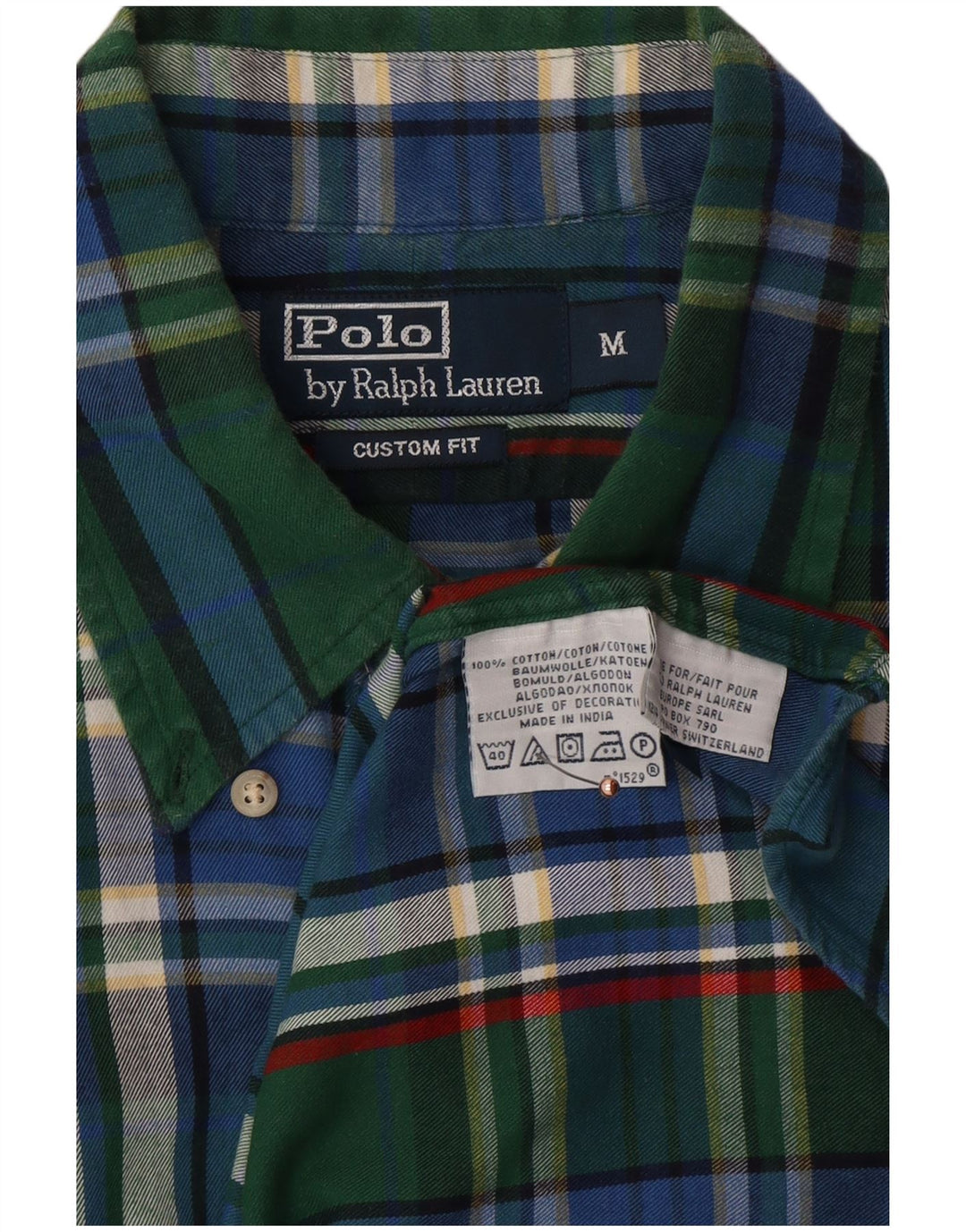 POLO RALPH LAUREN Camisa de franela de ajuste personalizado para hombre Algodón a cuadros verde medio