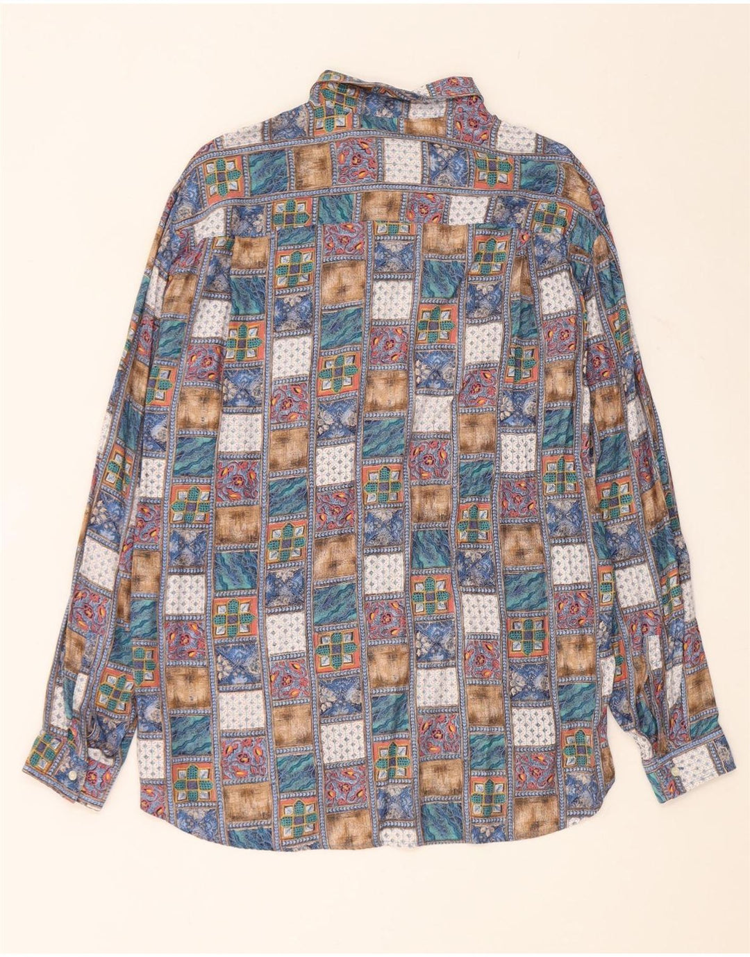 Camisa de hombre Topman de viscosa patchwork multicolor grande