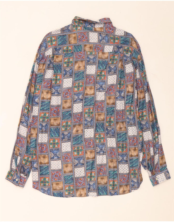 Camisa de hombre Topman de viscosa patchwork multicolor grande