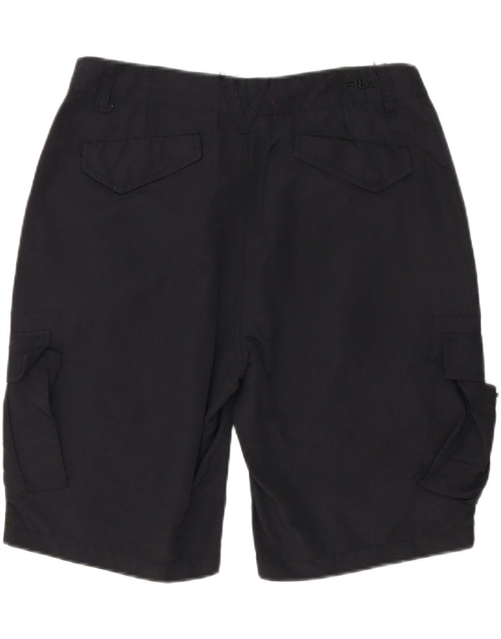 FILA Pantalones cortos cargo para hombre pequeños W32 Poliéster negro