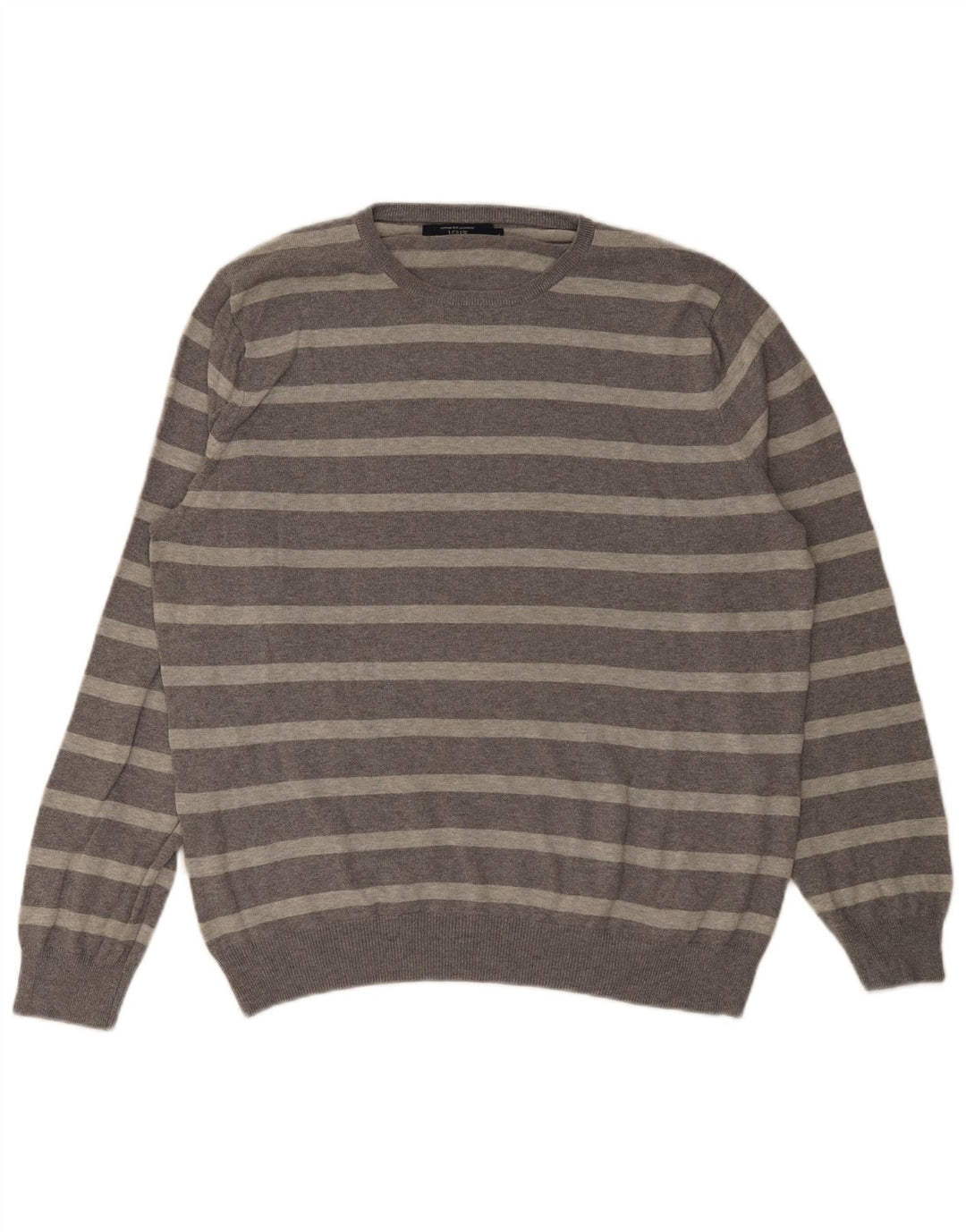 J. Crew Jersey de cuello redondo para hombre de algodón a rayas gris grande