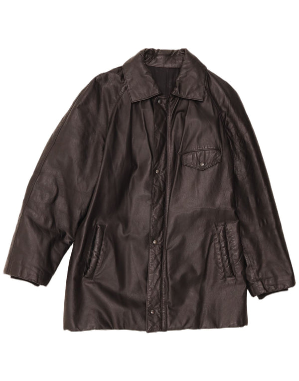 Chaqueta de cuero vintage para hombre IT 48 Medio Negro