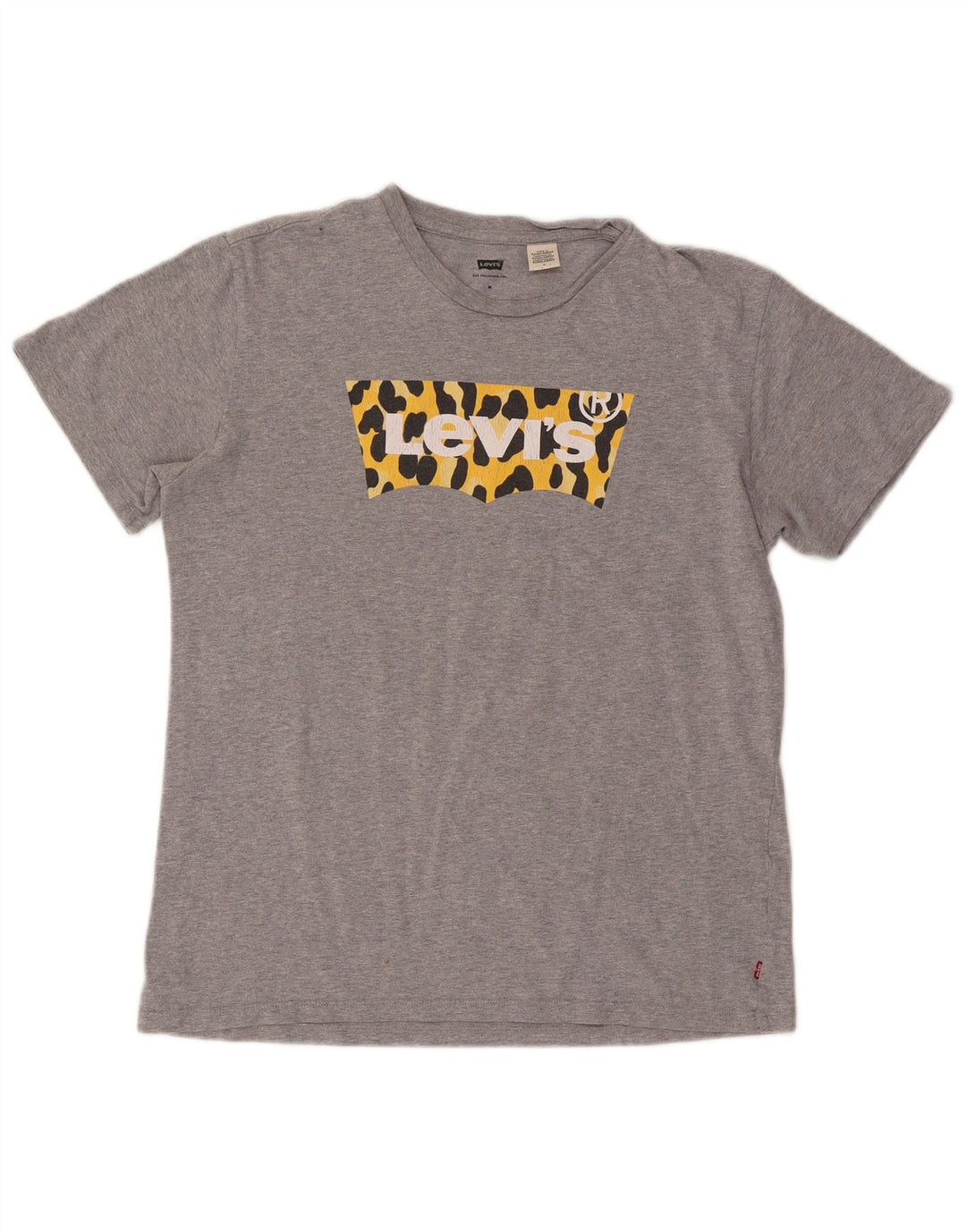 LEVI'S Mujer Camiseta Gráfica Top Gris Medio Estampado Animal