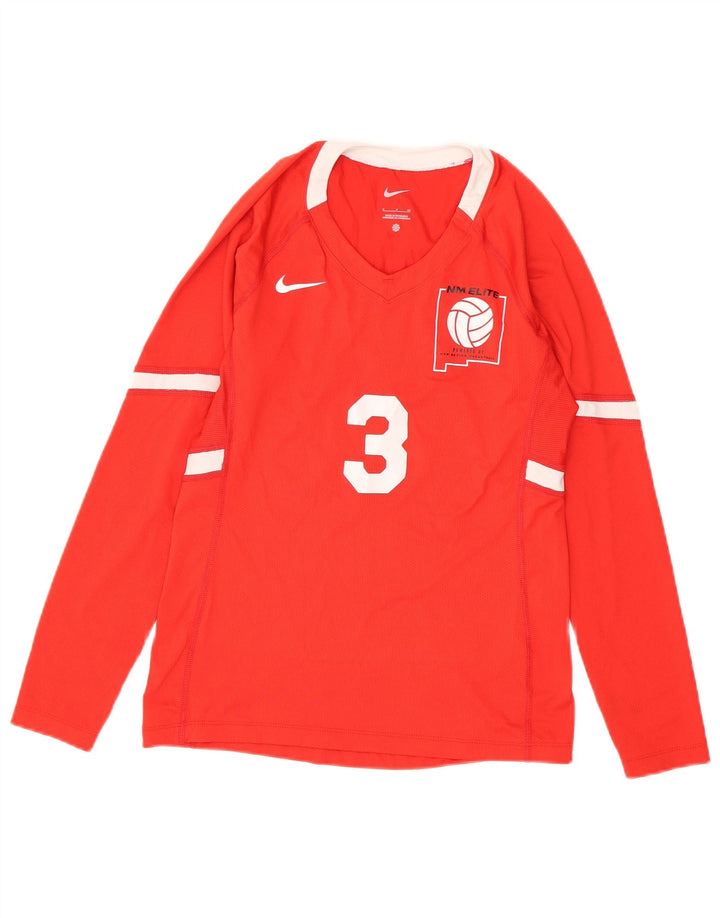 Nike Mens Graphic Top Manga Larga Pequeño Poliéster Rojo