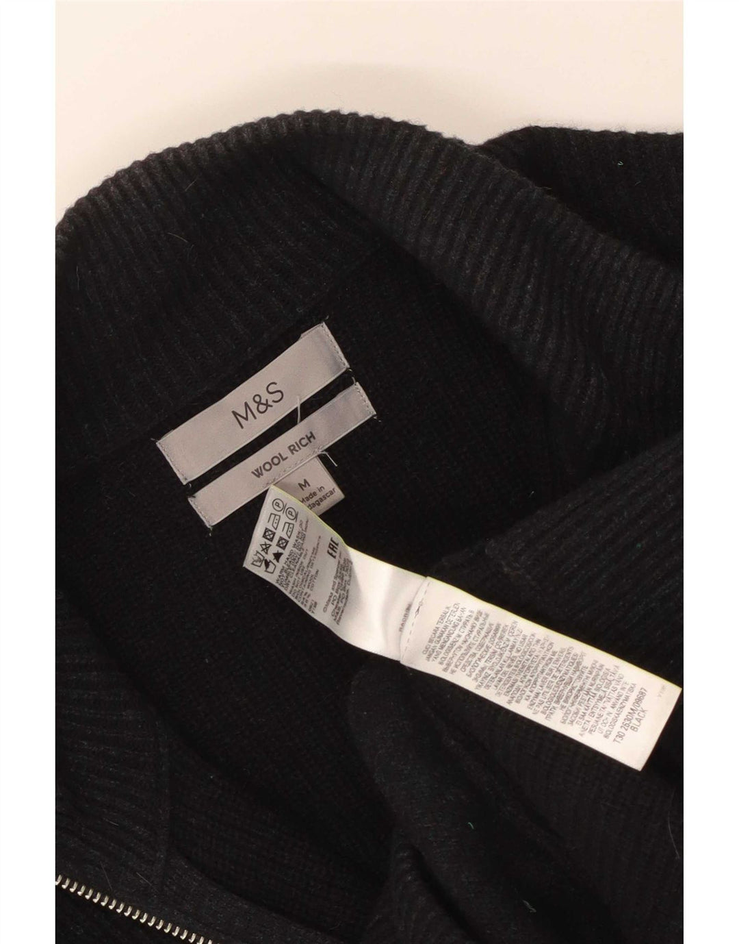 Marks & Spencer Suéter tipo cárdigan para hombre Lana negra mediana