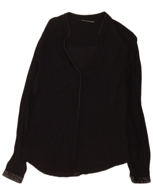 Zara Blusa Camisera De Manga Larga Para Mujer UK 44 Large Black