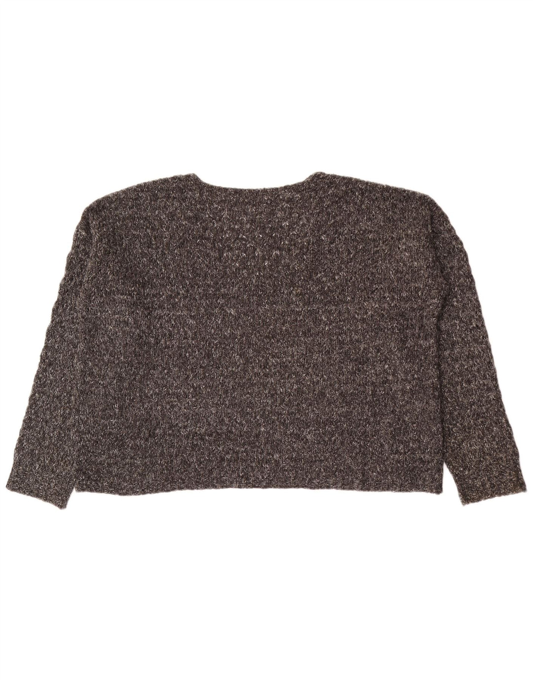 Zara Mujer Crop Jersey De Gran Tamaño Con Cuello En V UK 44 Gris Medio Moteado