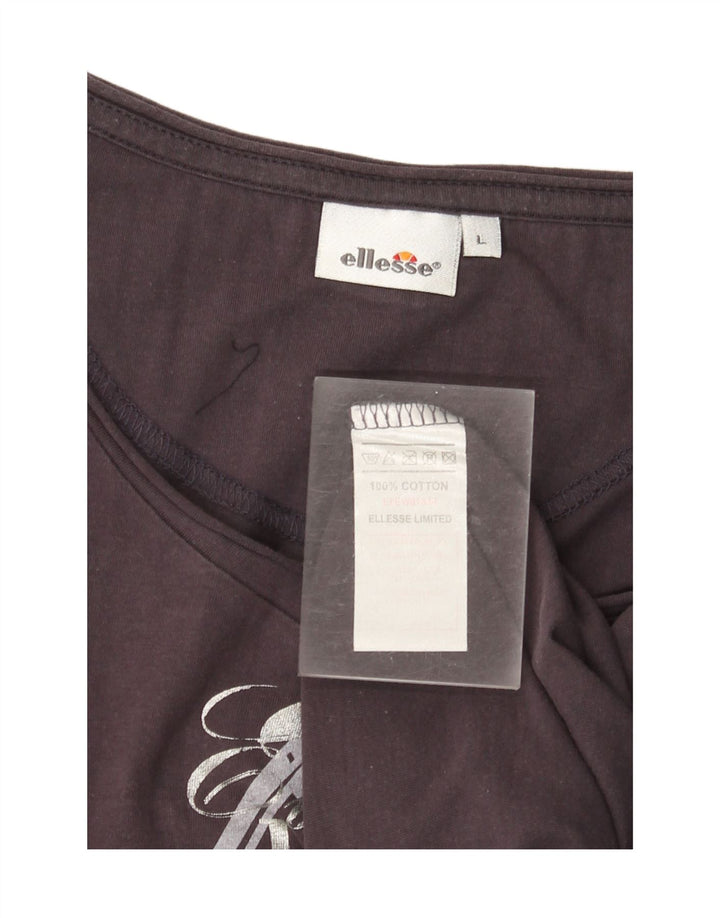 ELLESSE Camiseta gráfica para mujer Top UK 40 Grande Algodón azul marino