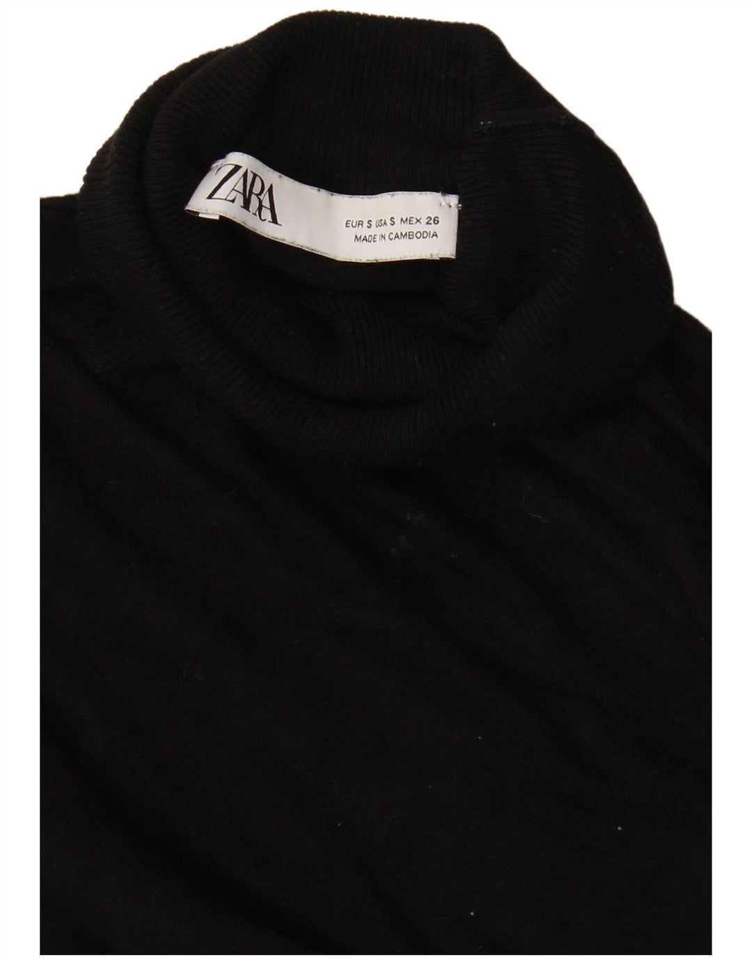 Zara Mujer Roll Neck Jumper Sweater UK 10 Small Negro