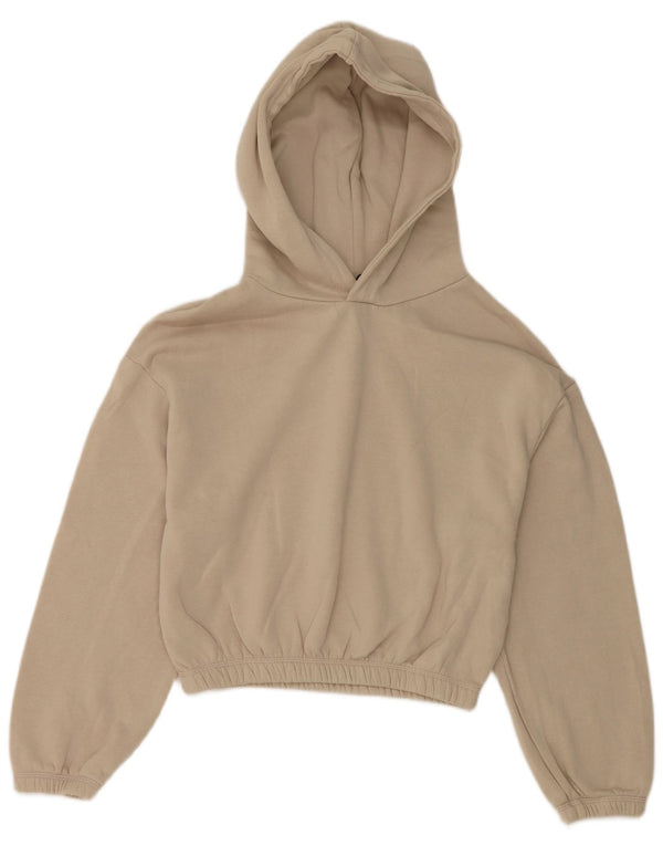 Zara Mujer Crop Sudadera con capucha Jumper UK 44 Algodón Beige Medio