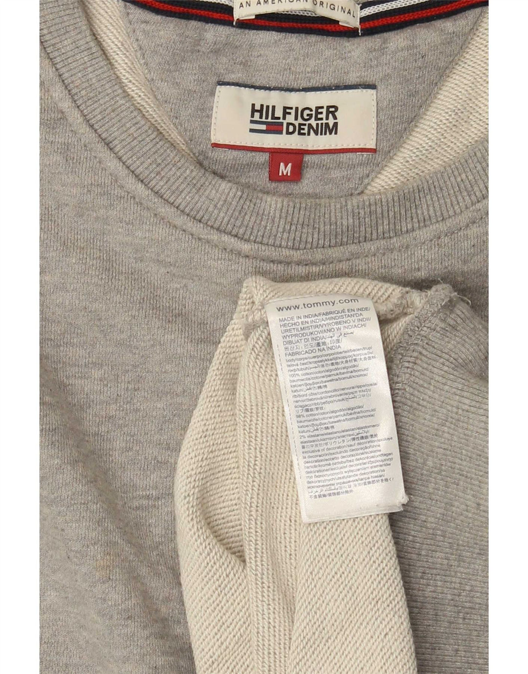 Tommy Hilfiger Hombre Sudadera Gráfica Jumper Algodón Gris Medio