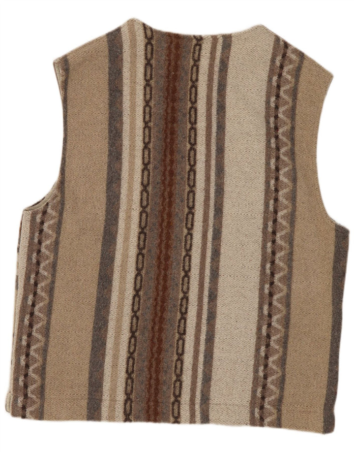 Vintage hombres utilidad Gilet Reino Unido 38 lana geométrica gris medio