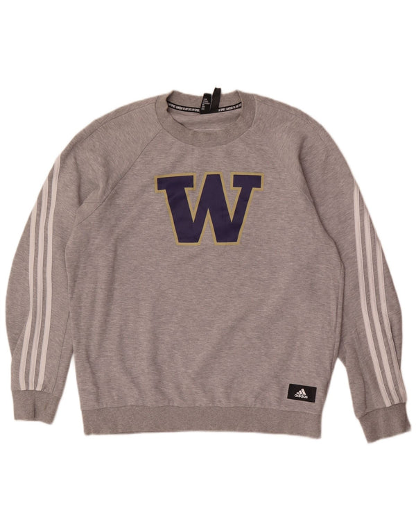 Adidas Mens Washington Huskies Graphic Sudadera Jumper Grande Gris Algodón