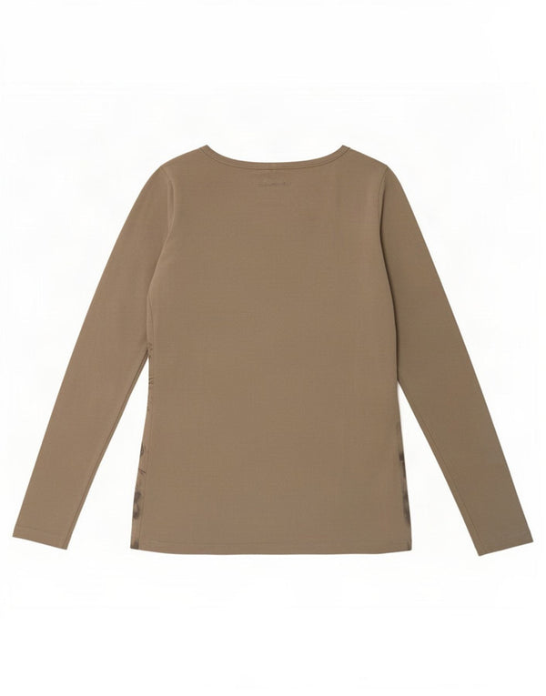 Calvin Klein Jeans Mujer Gráfico Top Manga Larga UK 10 Pequeño Algodón Gris