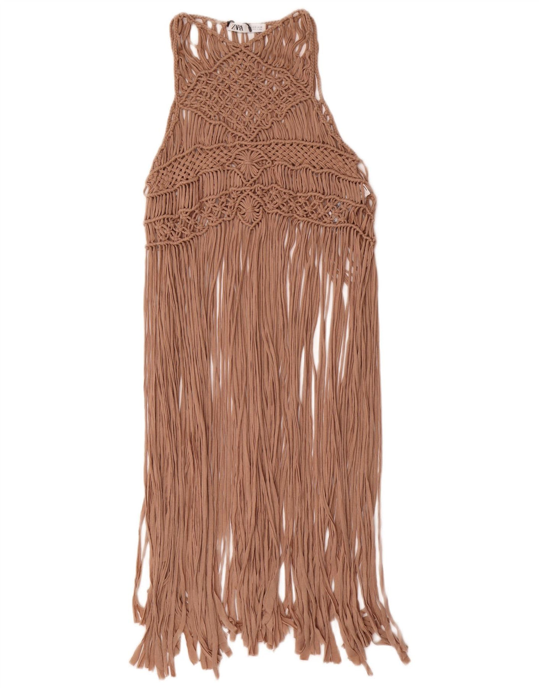 Zara Vestido De Playa De Ganchillo Para Mujer UK 42 Poliéster Beige Medio