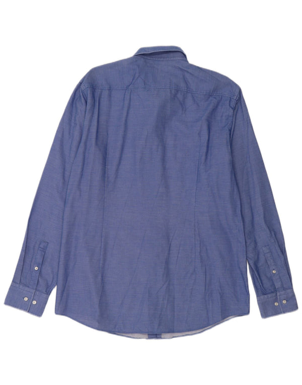 Hugo Boss Camisa Slim Fit para hombre Talla 44 17 1/2 XL Algodón con manchas azules