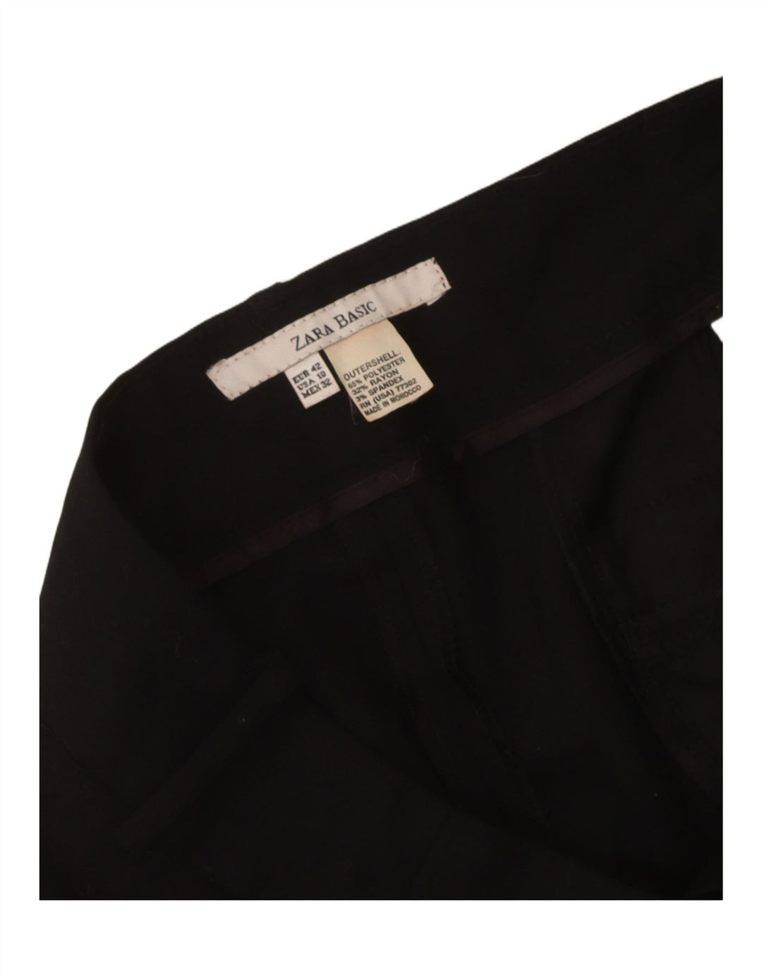 Zara Pantalón chino ajustado para mujer EU 42 Large W32 L30 Poliéster negro