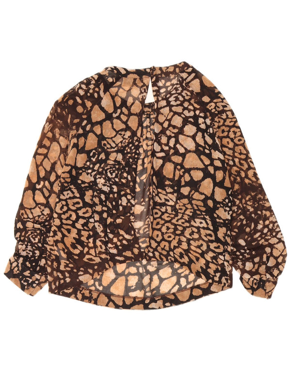 Topshop Blusa corta de manga 3/4 para mujer UK 44 Grande Estampado animal marrón