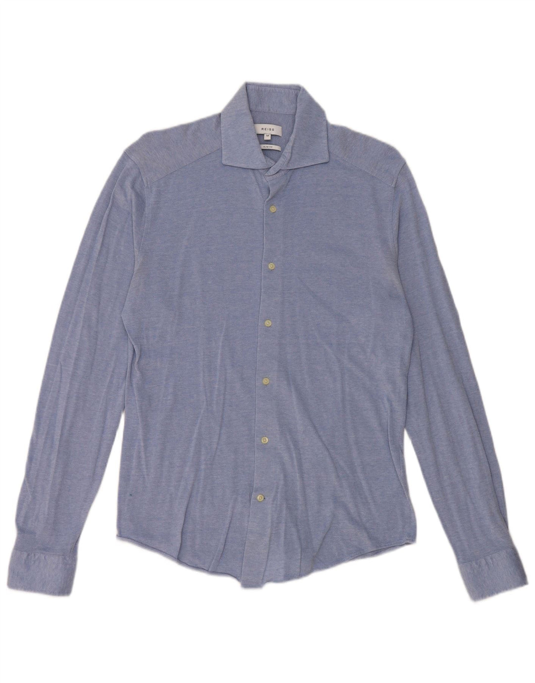 Camisa Reiss Slim Fit De Algodón Azul Medio |