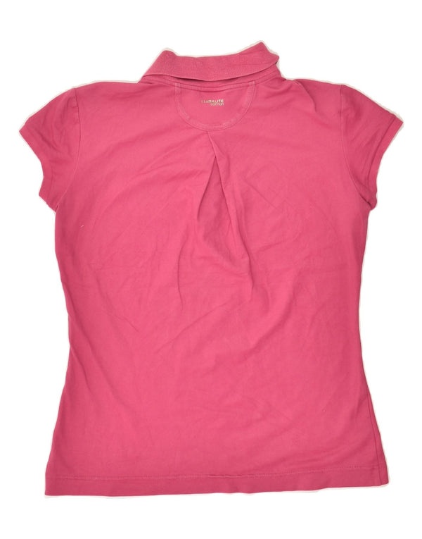 ADIDAS Womens Polo Shirt UK 12 Medium  Pink Cotton