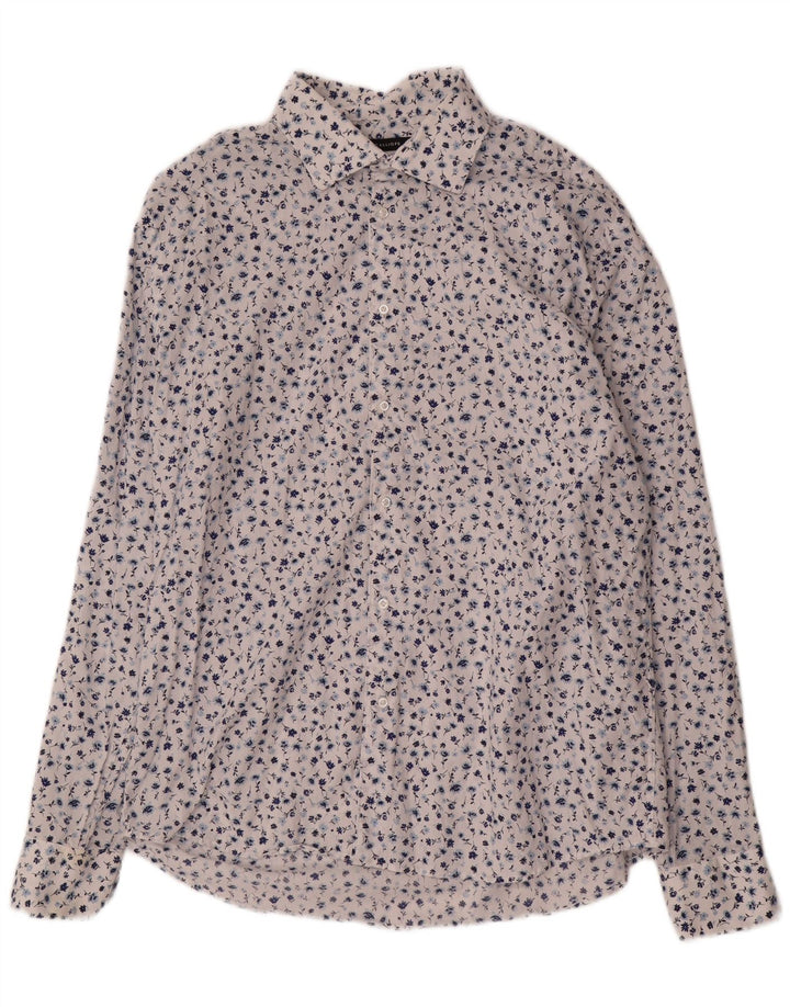 Calliope Camisa de corte regular para hombre 2XL Algodón floral blanco