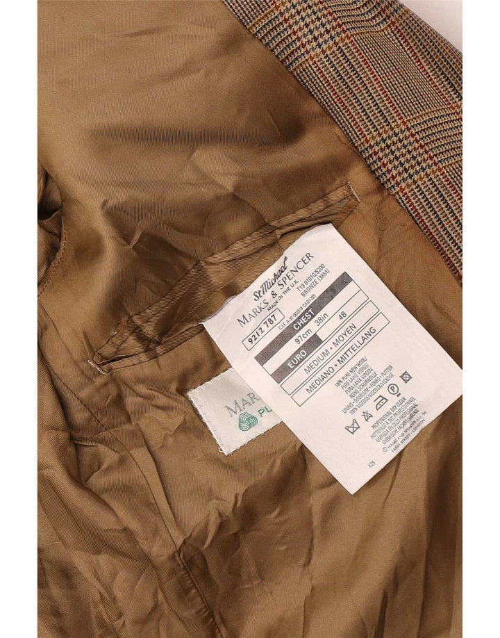 Marks & Spencer Chaqueta tipo blazer de 2 botones para hombre UK 38 Medium Beige Houndstooth