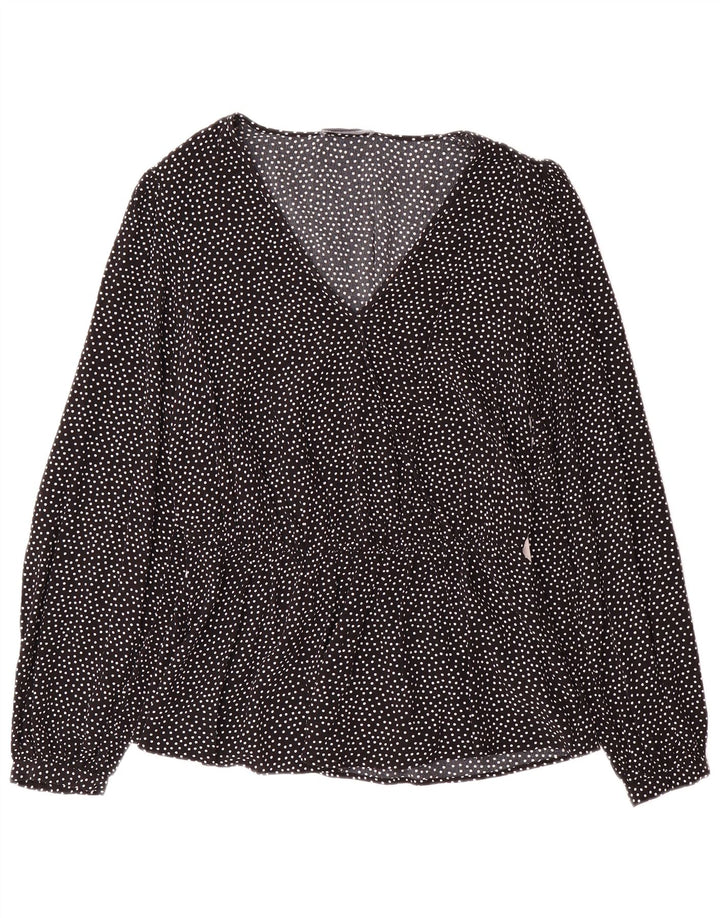 Marks & Spencer Blusa de manga larga para mujer UK 42 Medium Black Spotted