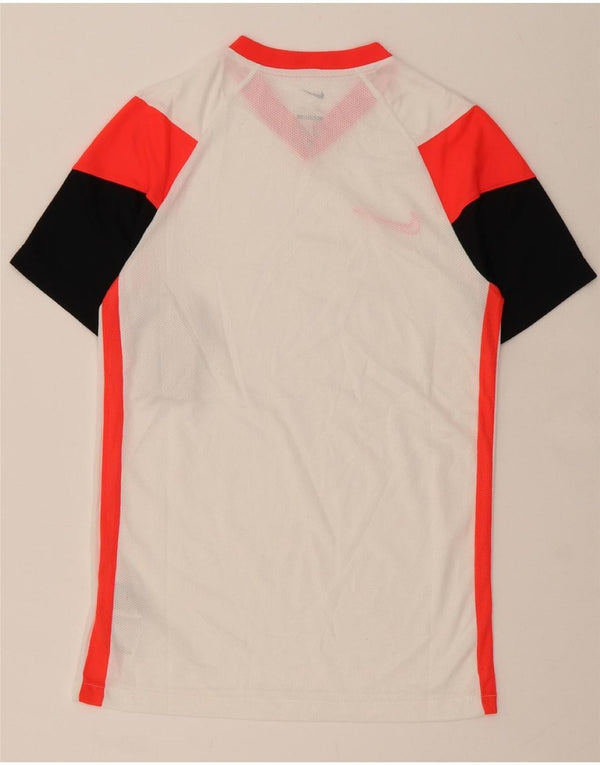 NIKE Mens Dri Fit Slim Fit T-Shirt Top Small White Colourblock Polyester