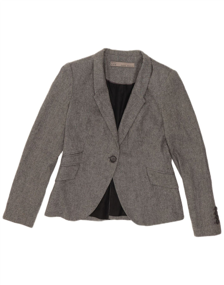 Zara Chaqueta Blazer De 1 Botón para Mujer UK 42 Viscosa Gris Medio