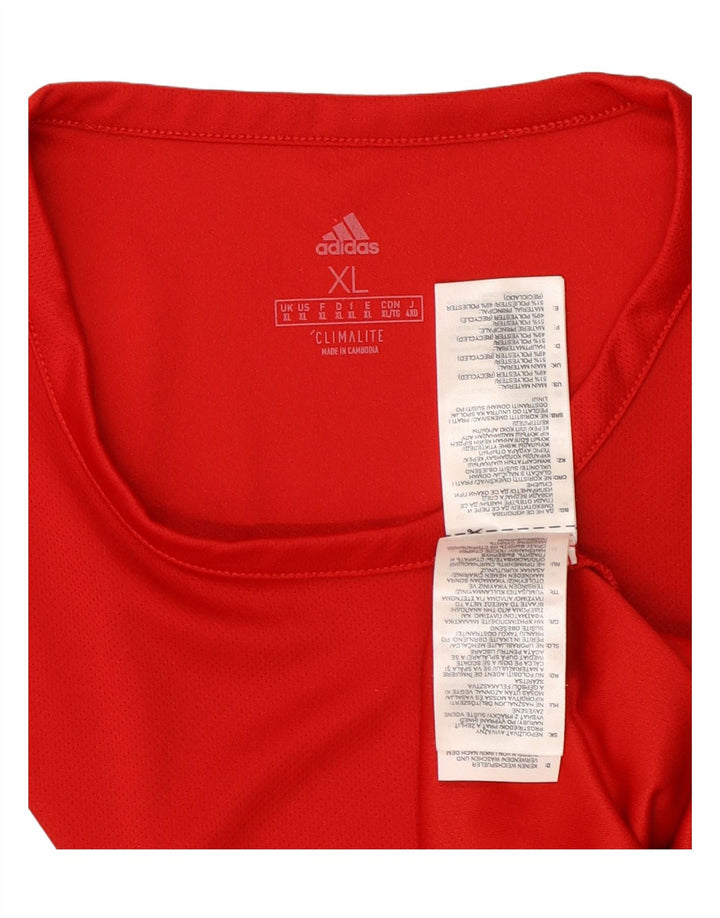 ADIDAS Hombre Climalite Camiseta Top XL Rojo Colorblock Poliéster