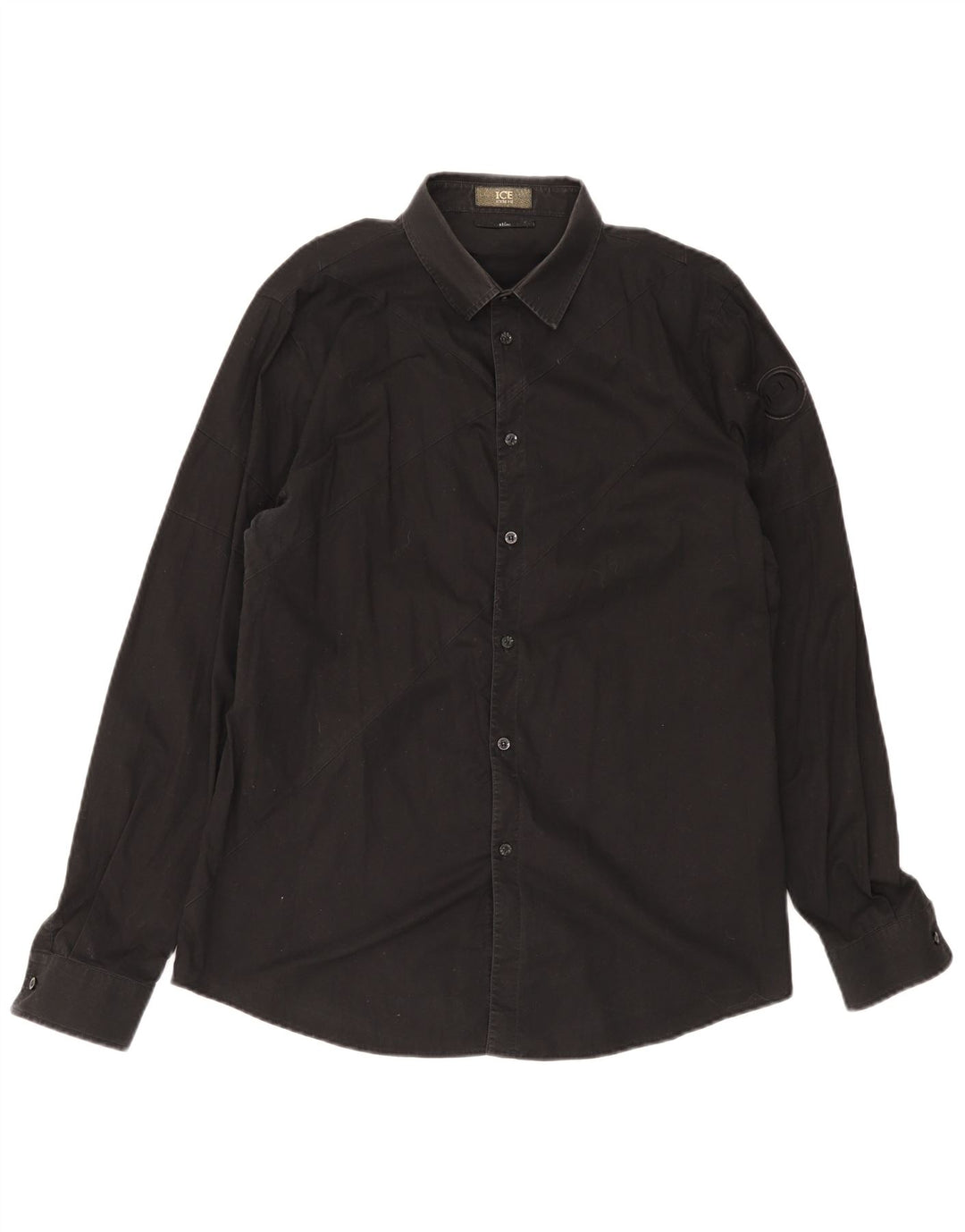 Iceberg Camisa Slim Fit Hombre XL Algodón Negro