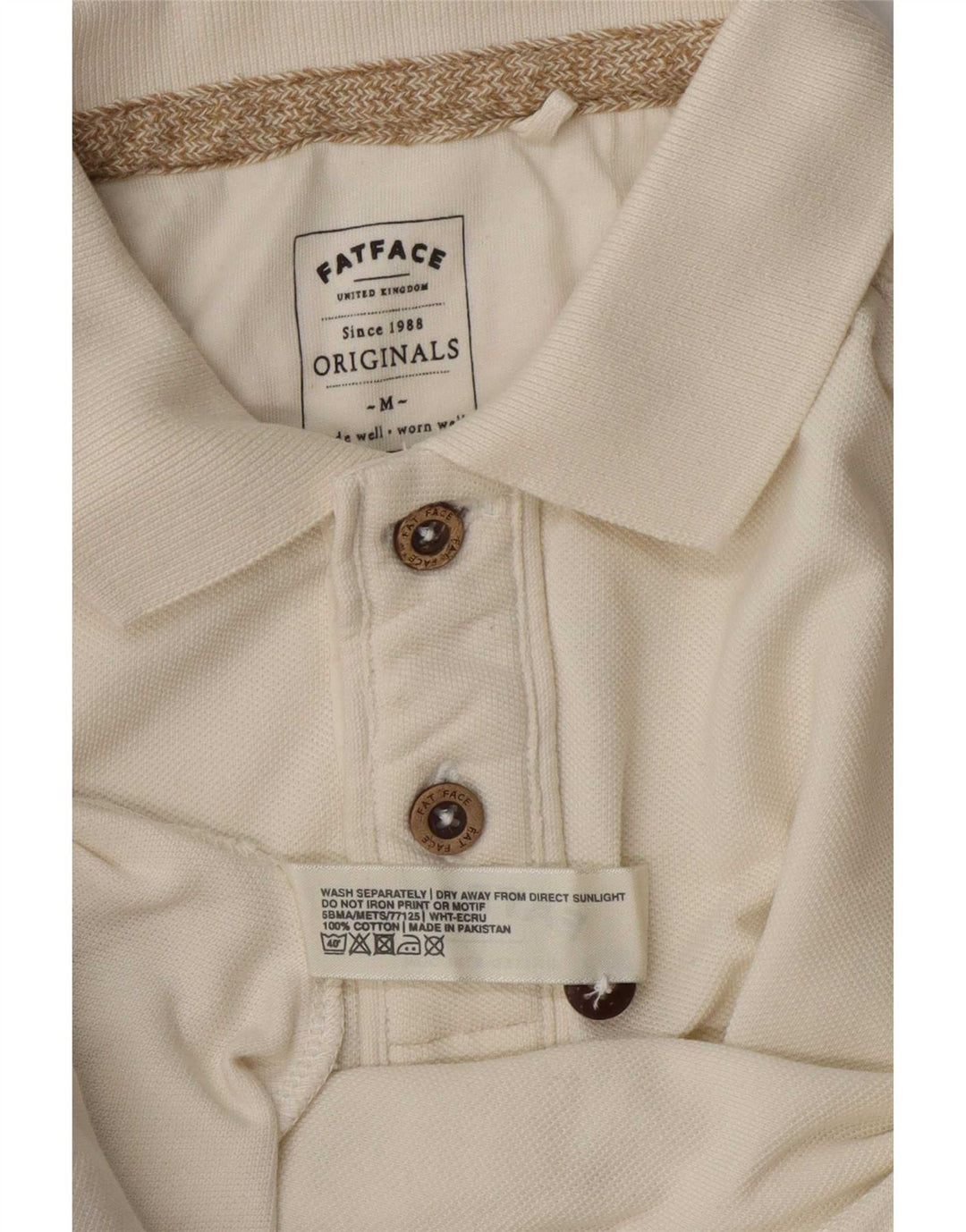 Polo de hombre Fat Face de algodón blanco roto mediano