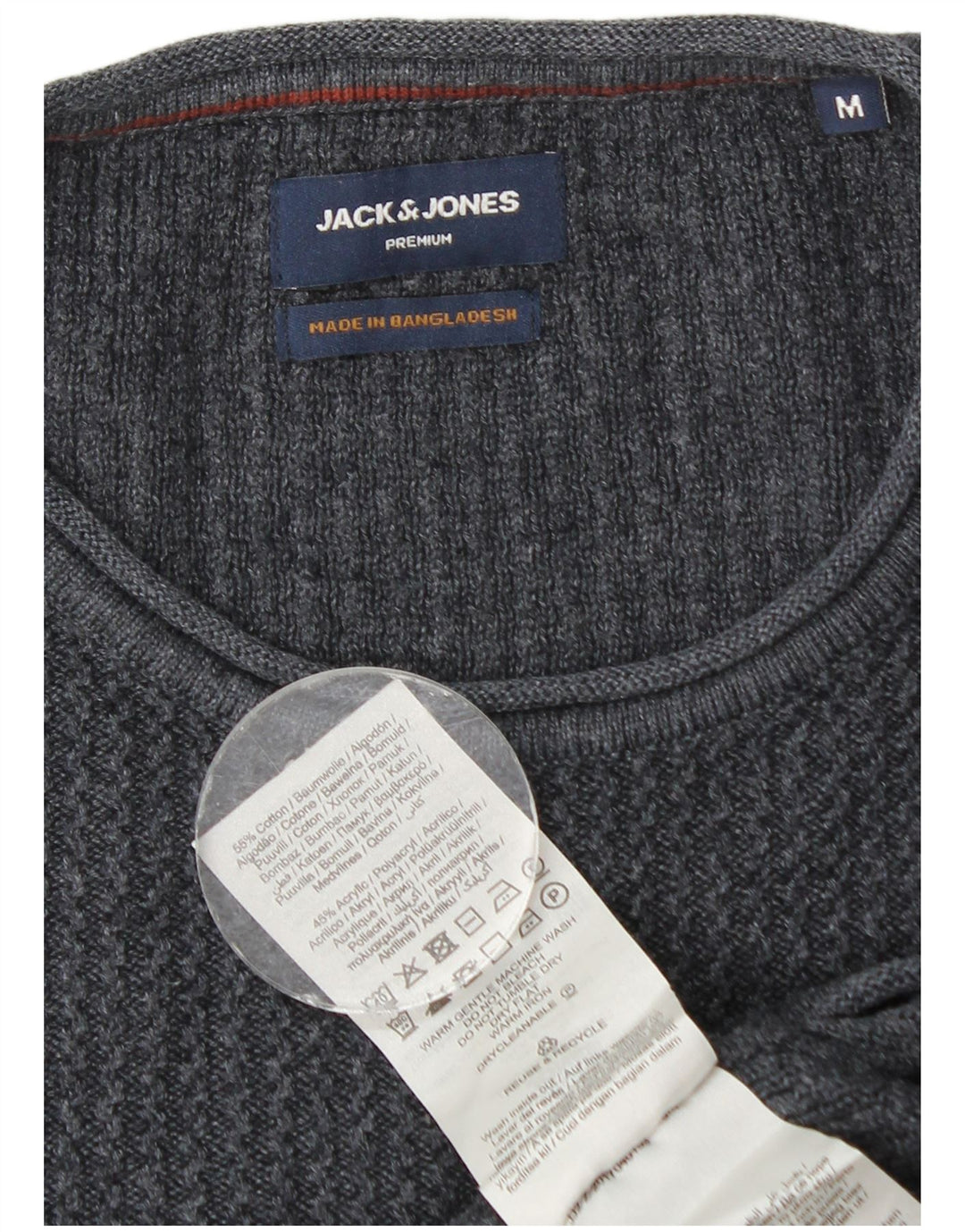 Jersey Jack & Jones Hombre con cuello redondo y cuello redondo de algodón azul marino medio