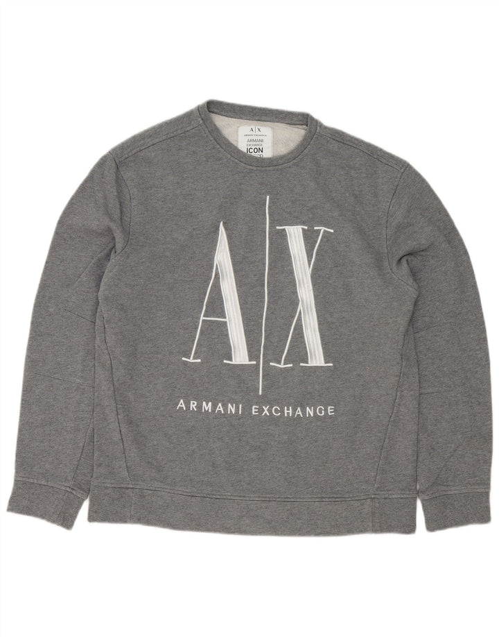 Armani Exchange Hombre Sudadera Gráfica Jersey De Algodón Gris Medio