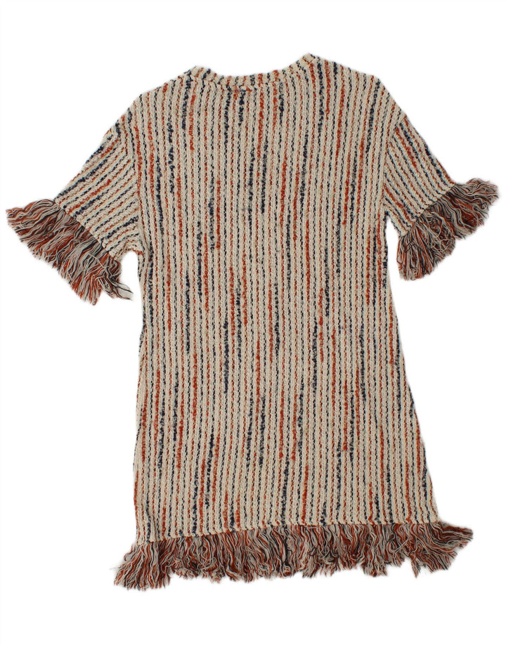 ZARA Mujer Trafaluc Vestido Jersey UK 8 Small Off White Rayas