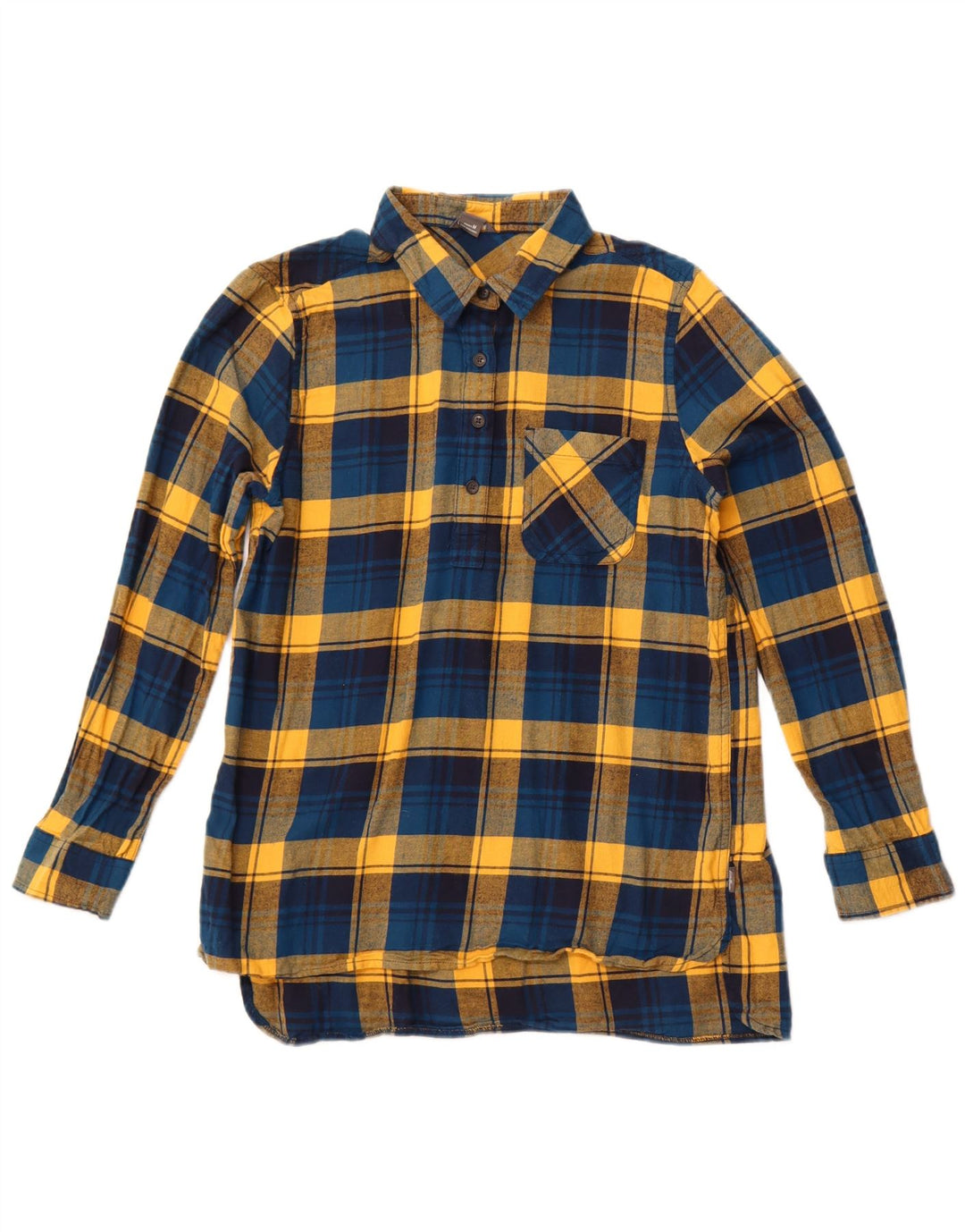 EDDIE BAUER Camisa de franela tipo jersey para mujer UK 12 Algodón a cuadros azul mediano