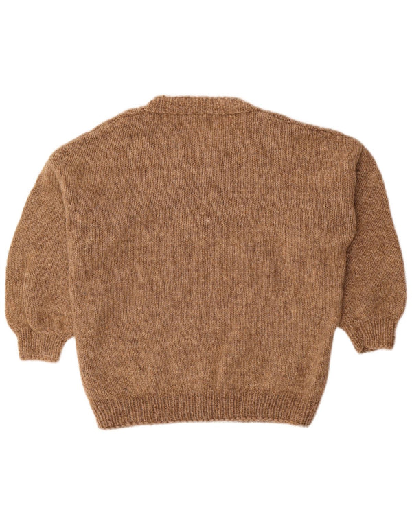 Vintage mujer barco cuello jersey suéter Reino Unido 16 marrón grande